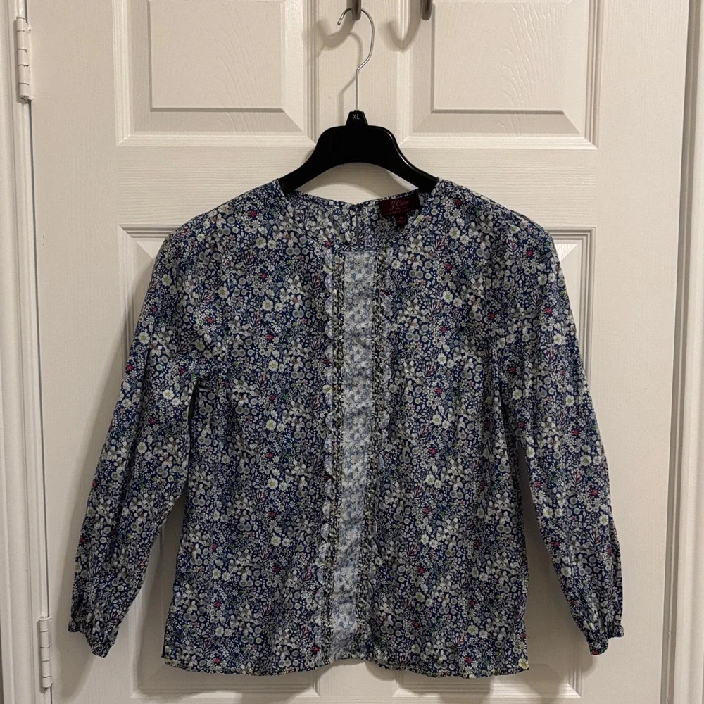J. Crew Blue Floral Liberty Fabric Blouse - Picture 1 of 4